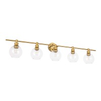 Collier 5 Light Brass And Clear Glass Wall Sconce