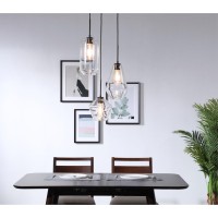 Gene 3 Light Black And Clear Glass Pendant