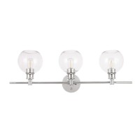 Collier 3 Light Chrome And Clear Glass Wall Sconce