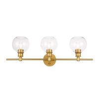 Collier 3 Light Brass And Clear Glass Wall Sconce