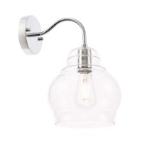 Pierce 1 Light Chrome And Clear Seeded Glass Wall Sconce