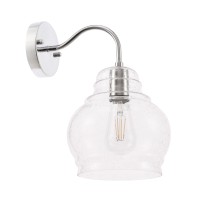 Pierce 1 Light Chrome And Clear Seeded Glass Wall Sconce