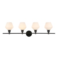 Gene 4 Light Black And Frosted White Glass Wall Sconce