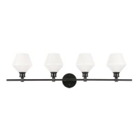 Gene 4 Light Black And Frosted White Glass Wall Sconce