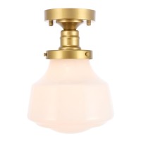 Lyle 1 Light Brass And Frosted White Glass Flush Mount