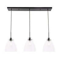 Frey 3 Light Black And Clear Glass Pendant