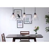 Frey 3 Light Black And Clear Glass Pendant