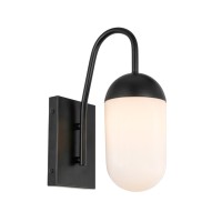 Kace 1 Light Black And Frosted White Glass Wall Sconce