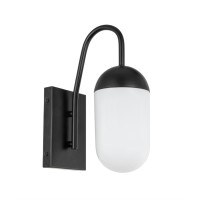 Kace 1 Light Black And Frosted White Glass Wall Sconce