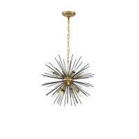 Timber 8 Light Brass And Black Pendant