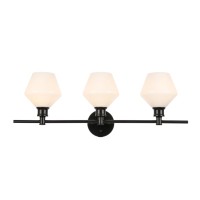 Gene 3 Light Black And Frosted White Glass Wall Sconce