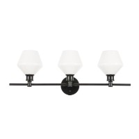 Gene 3 Light Black And Frosted White Glass Wall Sconce