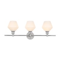 Gene 3 Light Chrome And Frosted White Glass Wall Sconce