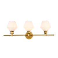 Gene 3 Light Brass And Frosted White Glass Wall Sconce