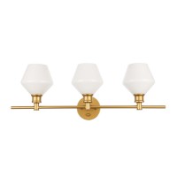 Gene 3 Light Brass And Frosted White Glass Wall Sconce