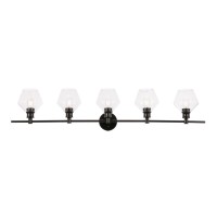 Gene 5 Light Black And Clear Glass Wall Sconce