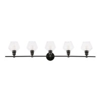 Gene 5 Light Black And Clear Glass Wall Sconce