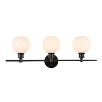 Collier 3 Light Black And Frosted White Glass Wall Sconce