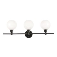 Collier 3 Light Black And Frosted White Glass Wall Sconce