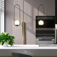 Integrated Led Height Adjustable Pendant Light In Black With Glass Shade