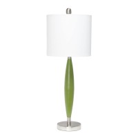 Lalia Home Contemporary Stylus Table Lamp With White Fabric Shade Green