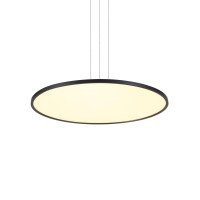 Integrated Led Pendant Light Height Adjustable Disc Chandelier In Black