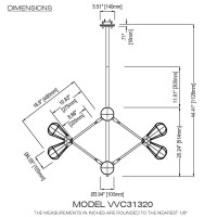 Multipivotingarm Chandelier Lighting With Led Filament Bulbs In Matt Black