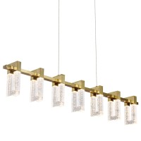 Vonn Lighting Vac3137Ab 40 In Sorrento Integrated Led Linear Chandelier Lighting Fixture In Antique Brass With 7 Shades