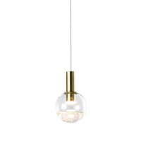 Integrated Led Height Adjustable Pendant Light With Globe Shade Brass