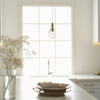 Integrated Led Height Adjustable Pendant Light With Globe Shade Brass