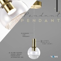 Integrated Led Height Adjustable Pendant Light With Globe Shade Brass