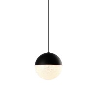 Integrated Led Height Adjustable Pendant Light With Globe Shade In Black