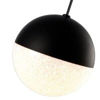 Integrated Led Height Adjustable Pendant Light With Globe Shade In Black