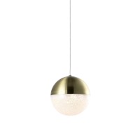 Integrated Led Height Adjustable Pendant Light With Globe Shade In Brass