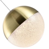 Integrated Led Height Adjustable Pendant Light With Globe Shade In Brass