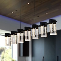 7Light Pendant Lighting Height Adjustable Integrated Led Linear Chandelier