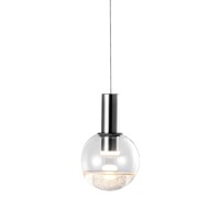 Integrated Led Height Adjustable Pendant Light With Globe Shade Polished Chrome