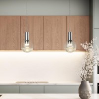 Integrated Led Height Adjustable Pendant Light With Globe Shade Polished Chrome