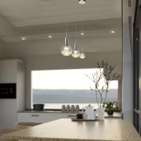 Integrated Led Height Adjustable Pendant Light With Globe Shade Polished Chrome