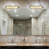 Integrated Led Ada Compliant Bathroom Wall Lighting Fixture In Antique Brass