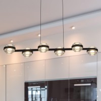 6Light Pendant Lighting Height Adjustable Integrated Led Linear Chandelier