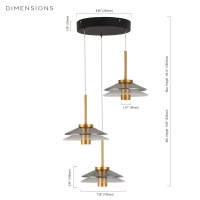 3Light Integrated Led Pendant Lighting Height Adjustable Black Chandelier