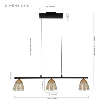 3Light Height Adjustable Pendant Lighting Integrated Led Black Chandelier