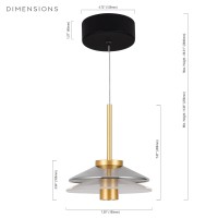 100277V 1Light Integrated Led Black Height Adjustable Pendant Lighting