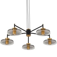 5Light Pendant Lighting Height Adjustable Integrated Led Black Chandelier