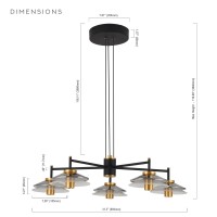 5Light Pendant Lighting Height Adjustable Integrated Led Black Chandelier