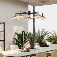 5Light Pendant Lighting Height Adjustable Integrated Led Black Chandelier