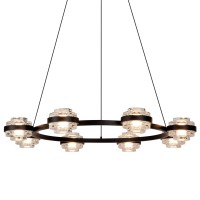 8Light Pendant Lighting Height Adjustable Integrated Led Chandelier In Black