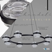 8Light Pendant Lighting Height Adjustable Integrated Led Chandelier In Black