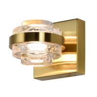 1Light Integrated Led Wall Sconce Lighting In Antique Brass